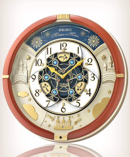 Seiko-QXM378B-Clock-1 Seiko QXM378B Brown Case Melodies in Motion Clock