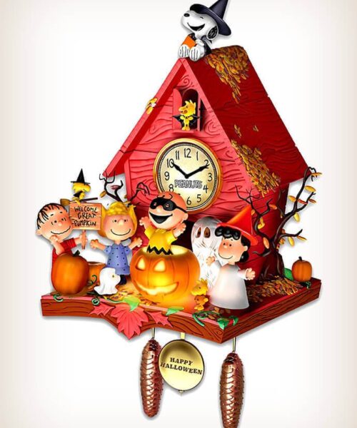 Peanuts Halloween Party Cuckoo Clock with Lights Music Motion