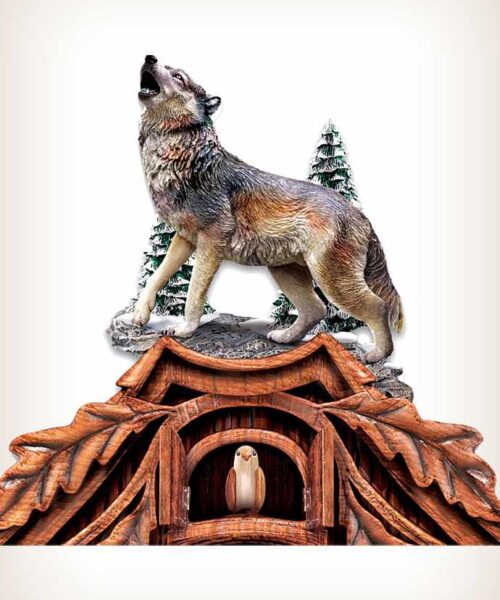 Sculpted Wolf Cuckoo Clock Sentinels Of The Forest Sculpted Wolf Cuckoo Clock