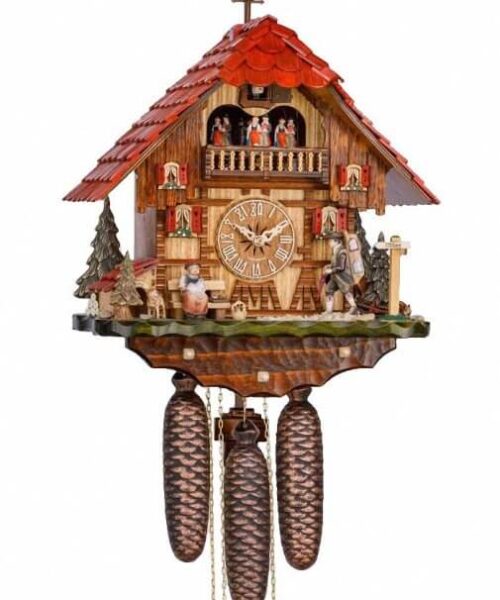 Hekas KA 3742/8 EX Cuckoo clock with moving clock peddler and dancers