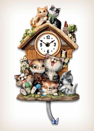 Frolicking Felines Cuckoo Clock