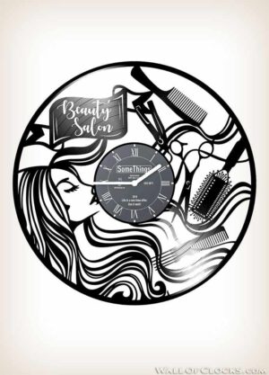 Beauty Salon Hairdresser Vinyl Clock