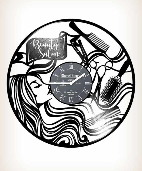 Beauty Salon Hairdresser Vinyl Clock