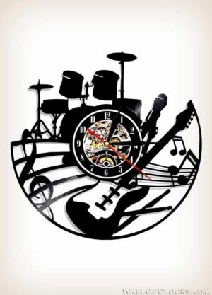 Guitar and Drums Kit Vinyl Clock