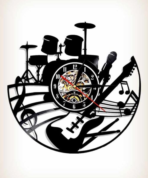 Guitar and Drums Kit Vinyl Clock