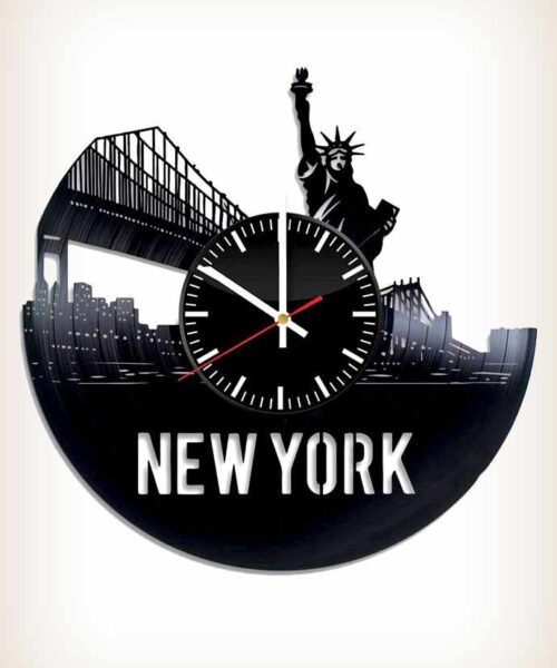 New York Skyline Design Vinyl Clock